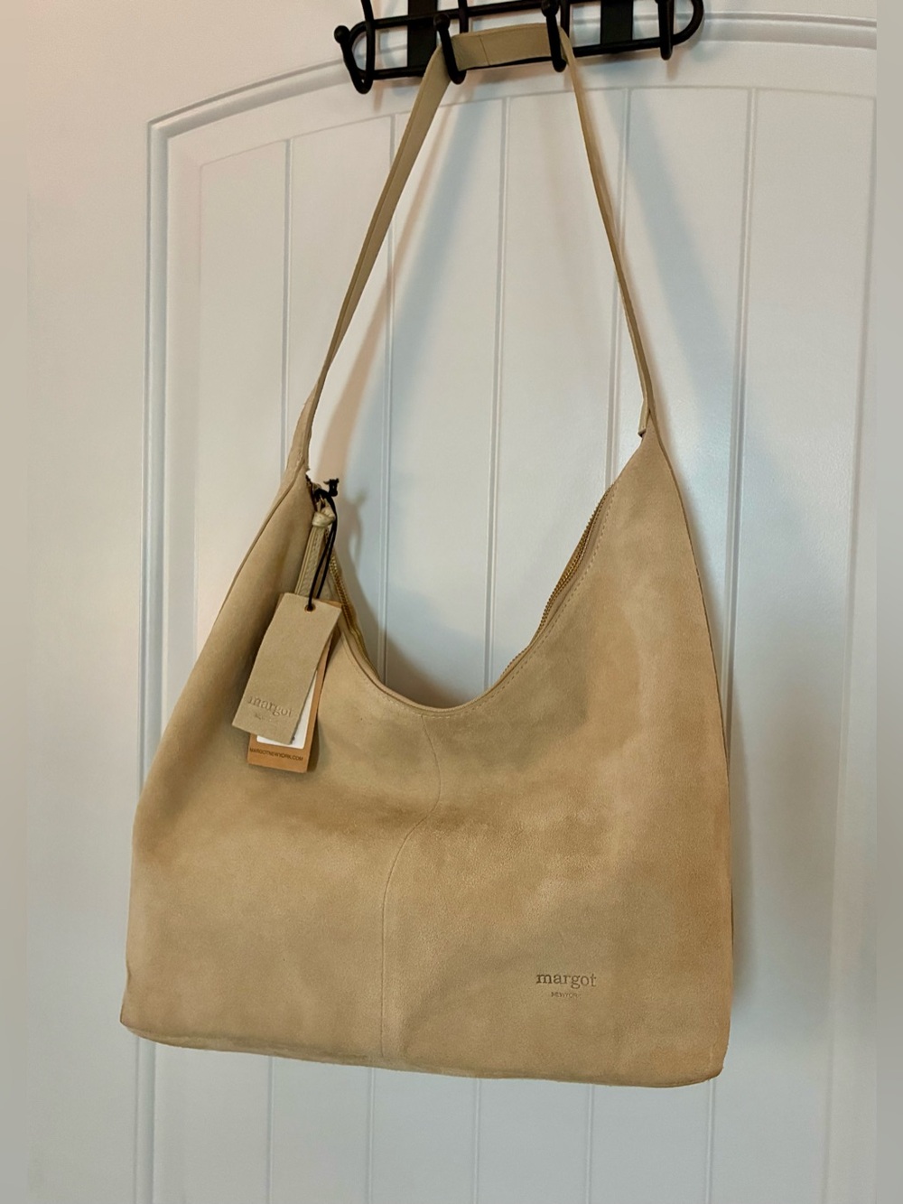 Margot Gabi Maxi Hobo - Cream/Beige Suede - NWT
